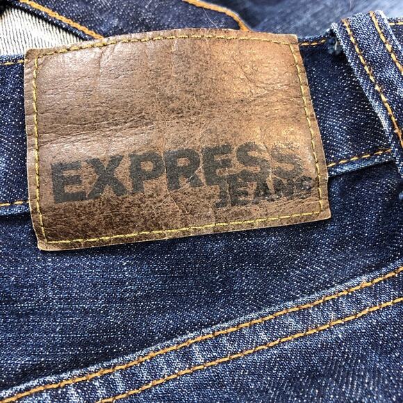 Men's Express Blake Denim Jeans Loose Fit Straight Dark Wash - Picture 8 of 16